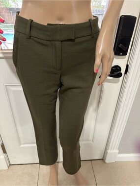 J. Crew Olive Cropped Wool Blend Dress Pants